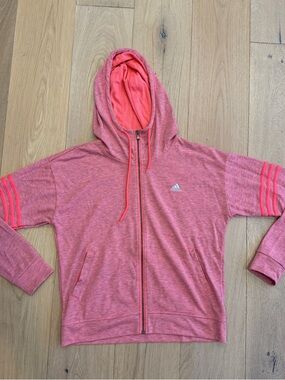 adidas Coral Pink Hooded Zip-Up Jacket